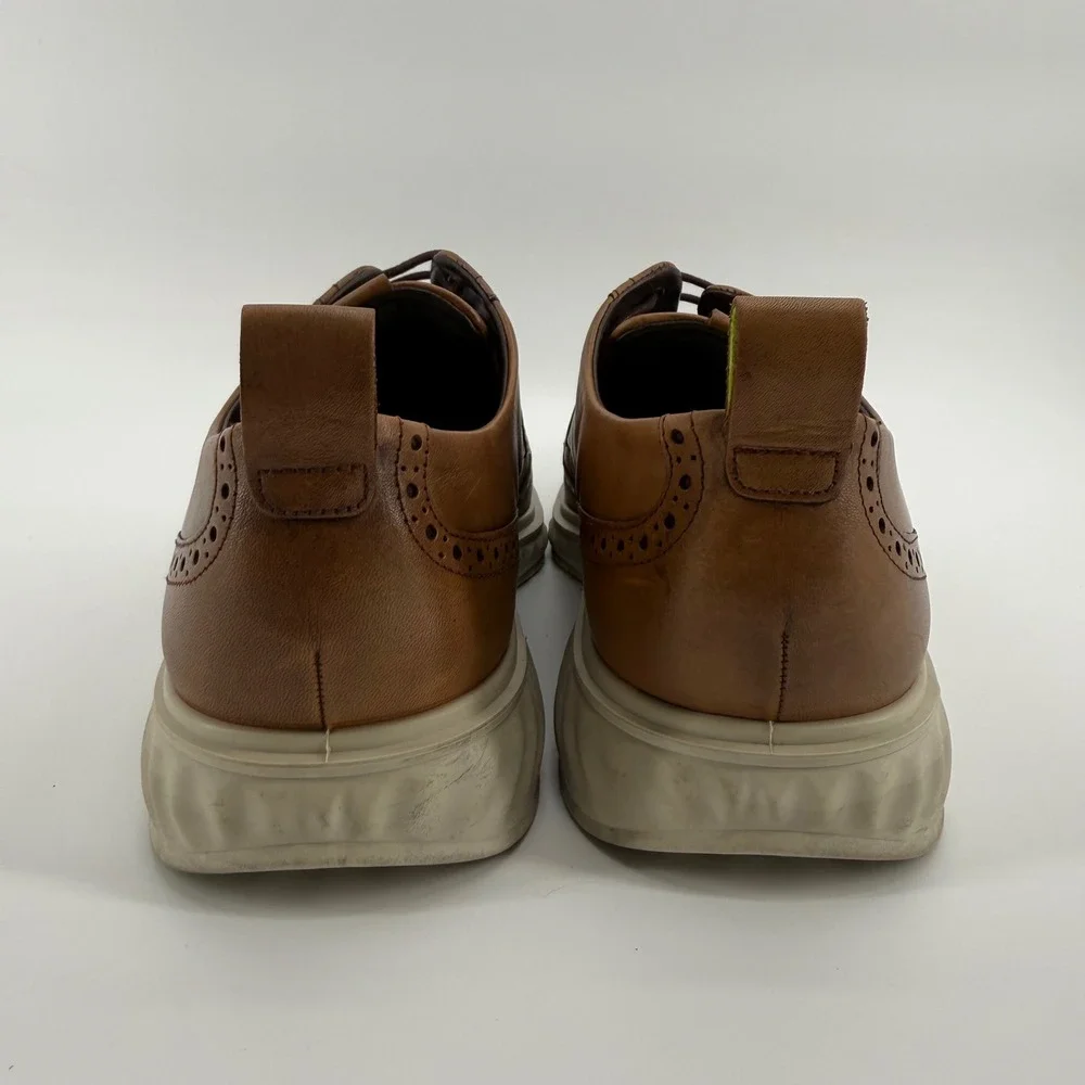 ECCO ST.1 Hybrid Lite Brown Leather Wingtip Brogue Mens Shoes 46 EU 12 US
